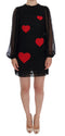 Dolce & Gabbana Black Lace Red Heart Shift Dress