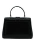 Jimmy Choo CHERI Top Handle Bag in Black Lizard Leather with Crystal Buckle for Women's