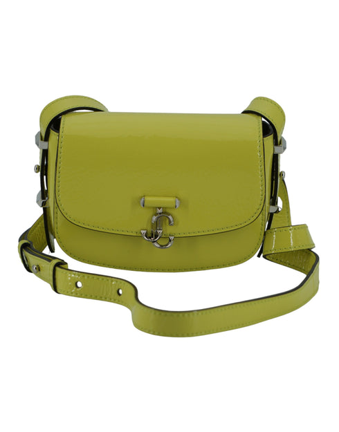 Jimmy Choo ARENNE Satchel Small Shoulder Bag in Lime Yellow Patent Leather for Women