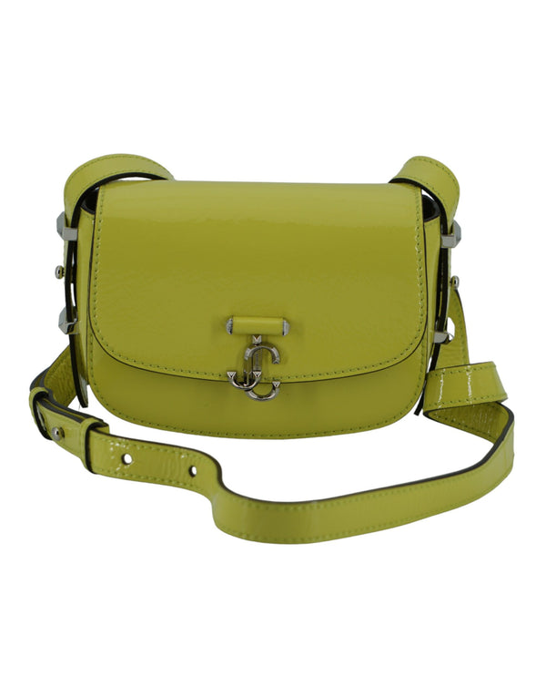 Jimmy Choo ARENNE Satchel Small Shoulder Bag in Lime Yellow Patent Leather for Women