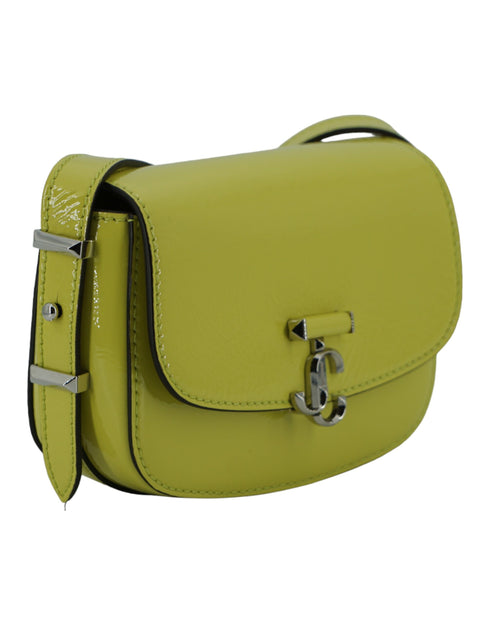 Jimmy Choo ARENNE Satchel Small Shoulder Bag in Lime Yellow Patent Leather for Women