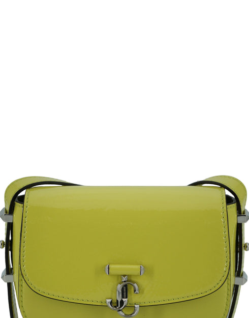Jimmy Choo ARENNE Satchel Small Shoulder Bag in Lime Yellow Patent Leather for Women