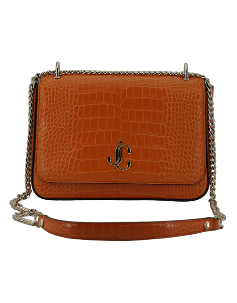Jimmy Choo JC Flap Amber Orange Croc Leather Shoulder Bag – Women