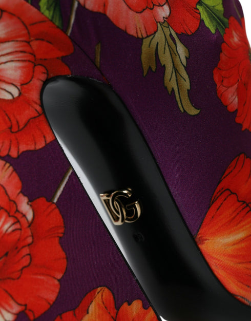 Dolce & Gabbana Purple Floral Jersey Stretch Ankle Boots – Women’s High Heels