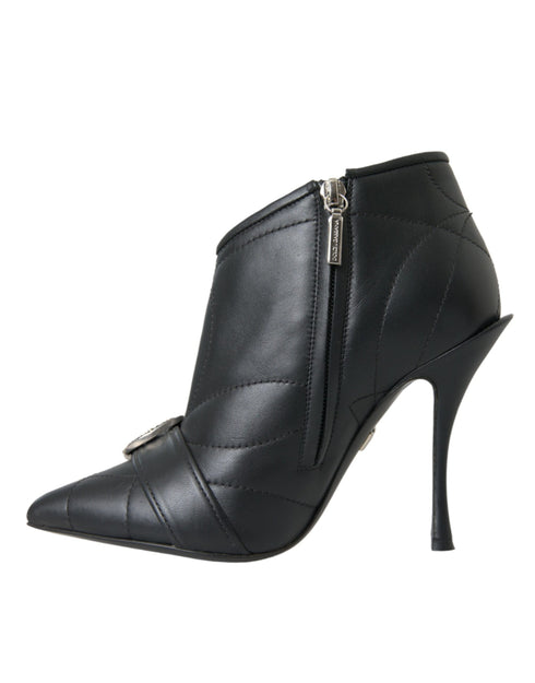 Dolce & Gabbana Black Devotion Quilted Leather Buckled Stiletto Booties – Women’s