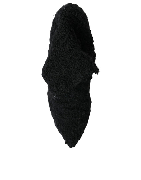 Dolce & Gabbana Women's Black Stiletto Mid-Calf Boots – Fabric & Leather Designer Heels