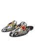 Dolce & Gabbana Gray Jacquard Crystal Mule Flat Sandals Leather - Women’s