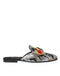 Dolce & Gabbana Gray Jacquard Crystal Mule Flat Sandals Leather - Women’s