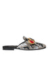 Dolce & Gabbana Gray Jacquard Crystal Mule Flat Sandals Leather - Women’s