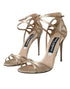 Dolce & Gabbana Strappy Heeled Sandals in Beige Leather – Women’s