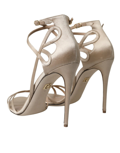 Dolce & Gabbana Strappy Heeled Sandals in Beige Leather – Women’s