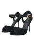 Dolce & Gabbana Heels Sandals Black Suede Embellished Ankle Strap Shoes for Women