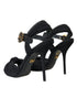 Dolce & Gabbana Heels Sandals Black Suede Embellished Ankle Strap Shoes for Women