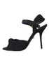 Dolce & Gabbana Heels Sandals Black Suede Embellished Ankle Strap Shoes for Women