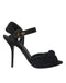 Dolce & Gabbana Heels Sandals Black Suede Embellished Ankle Strap Shoes for Women