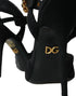 Dolce & Gabbana Heels Sandals Black Suede Embellished Ankle Strap Shoes for Women