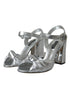 Dolce & Gabbana Silver Lambskin Leather Heels Sandals - Women’s Shoes