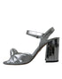 Dolce & Gabbana Silver Lambskin Leather Heels Sandals - Women’s Shoes