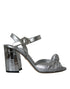 Dolce & Gabbana Silver Lambskin Leather Heels Sandals - Women’s Shoes
