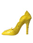 Dolce & Gabbana Yellow Crystal Cinderella PVC Heels – Women's Pumps