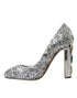 Dolce & Gabbana Pumps – Women's Silver Sequin Leather Crystal High Heels