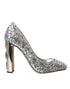 Dolce & Gabbana Pumps – Women's Silver Sequin Leather Crystal High Heels