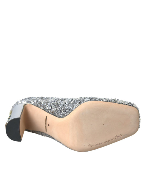 Dolce & Gabbana Pumps – Women's Silver Sequin Leather Crystal High Heels