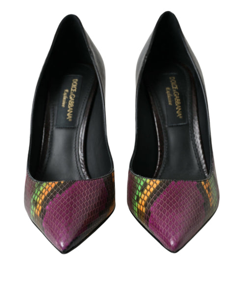 Dolce & Gabbana Multicolor Python Leather Heels Pumps Shoes – Women's