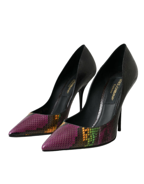 Dolce & Gabbana Multicolor Python Leather Heels Pumps Shoes – Women's
