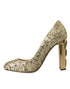 Dolce & Gabbana Pumps – Women's Gold Sequin Leather Crystal High Heels