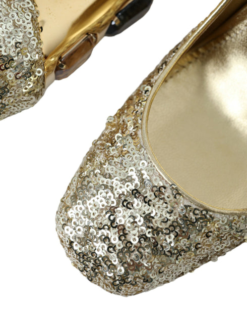 Dolce & Gabbana Pumps – Women's Gold Sequin Leather Crystal High Heels