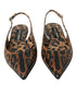 Dolce & Gabbana Leopard Print Python Slingback Flats Sandals - Women's Shoes