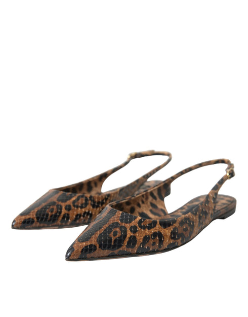 Dolce & Gabbana Leopard Print Python Slingback Flats Sandals - Women's Shoes
