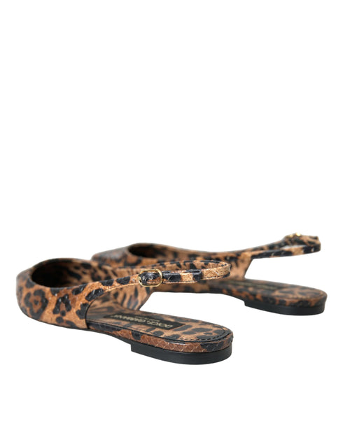 Dolce & Gabbana Leopard Print Python Slingback Flats Sandals - Women's Shoes