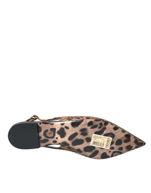 Dolce & Gabbana Leopard Print Python Slingback Flats Sandals - Women's Shoes