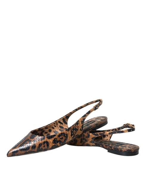 Dolce & Gabbana Leopard Print Python Slingback Flats Sandals - Women's Shoes