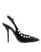 Dolce & Gabbana Slingback Heels – Women's Black Leather Faux Pearl Shoes
