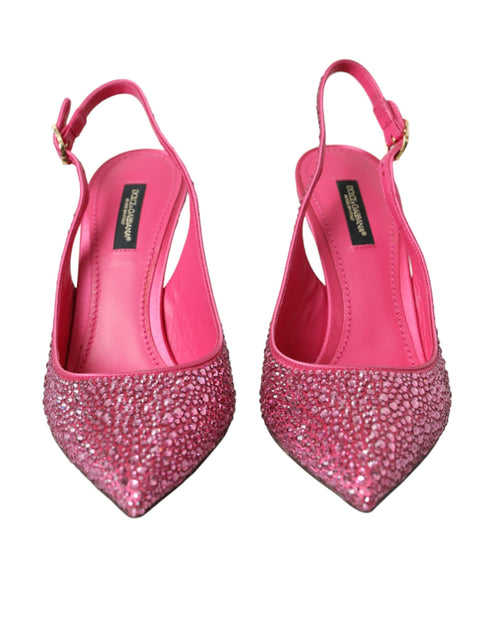 Dolce & Gabbana Pink Crystal Slingback Pumps – Women's Designer Heels