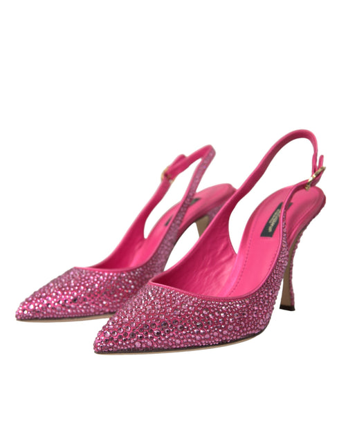 Dolce & Gabbana Pink Crystal Slingback Pumps – Women's Designer Heels