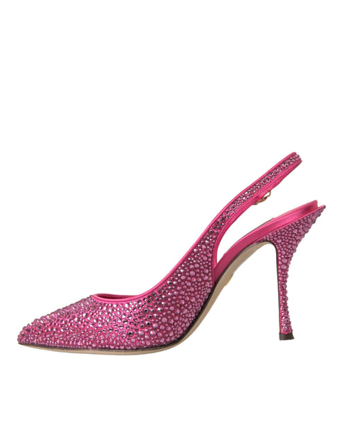 Dolce & Gabbana Pink Crystal Slingback Pumps – Women's Designer Heels