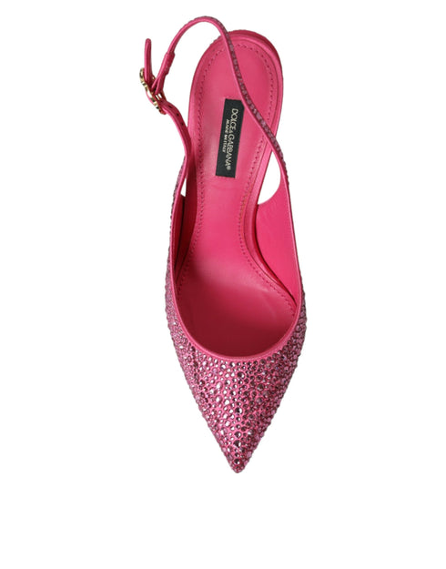 Dolce & Gabbana Pink Crystal Slingback Pumps – Women's Designer Heels