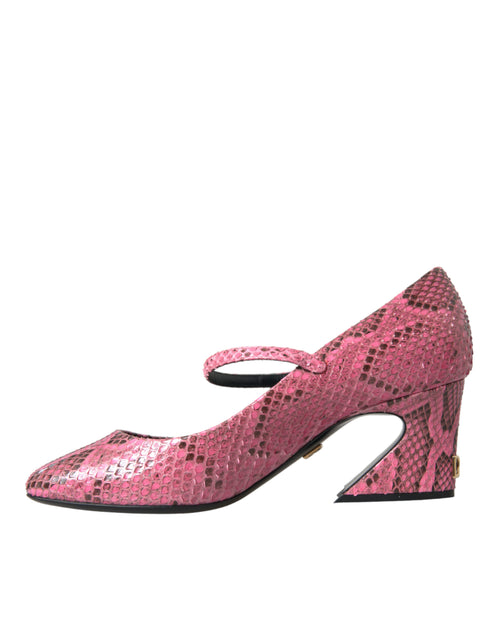 Dolce & Gabbana Pink Python Leather Mary Jane Pumps – Women's Exotic Heels