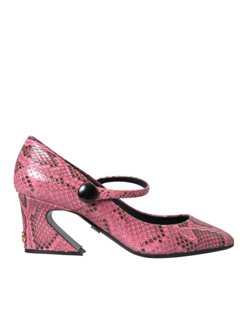 Dolce & Gabbana Pink Python Leather Mary Jane Pumps – Women's Exotic Heels