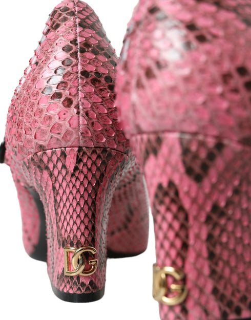 Dolce & Gabbana Pink Python Leather Mary Jane Pumps – Women's Exotic Heels