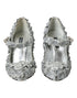 Dolce & Gabbana Mary Jane Pumps in Silver Cotton Blend with Floral Crystals - Women’s