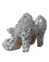 Dolce & Gabbana Mary Jane Pumps in Silver Cotton Blend with Floral Crystals - Women’s