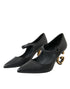 Dolce & Gabbana Mary Jane Pumps Black Leather Gold Logo Heel Women’s Italian Shoes