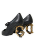 Dolce & Gabbana Mary Jane Pumps Black Leather Gold Logo Heel Women’s Italian Shoes