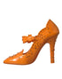 Dolce & Gabbana Cinderella Pumps Orange PVC Crystal-Embellished Heels – Women