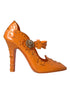 Dolce & Gabbana Cinderella Pumps Orange PVC Crystal-Embellished Heels – Women